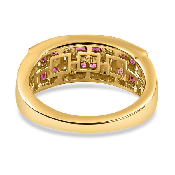 Afrikanischer Rubin (Fissure gef&uuml;llt), Wei&szlig;er Zirkon Ring, 925 Silber vergoldet (Gr&ouml;&szlig;e 20.00) ca. 1.78 ct image number 6