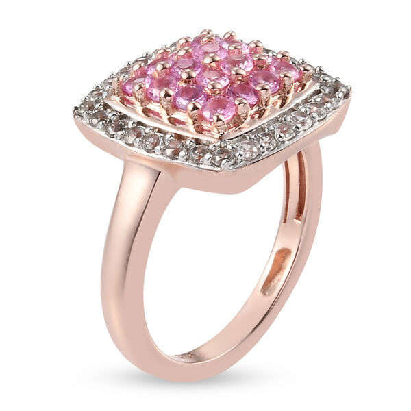 Rosa Saphir und Zirkon Ring, 925 Silber rosévergoldet, 1,26 ct. image number 3
