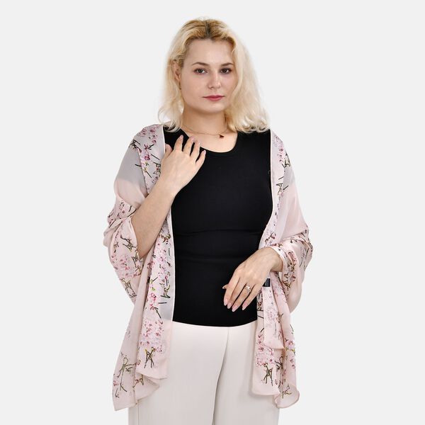 LA MAREY - 100% Maulbeeren-Seidenschal, Chiffon, 60x170 cm, Hellrosa image number 7