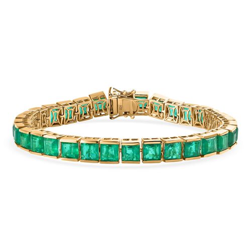 Smaragd-Quarz Triplette Armband ca. 20 cm 925 Silber Gelbgold Vermeil ca. 41,04 ct. image number 0