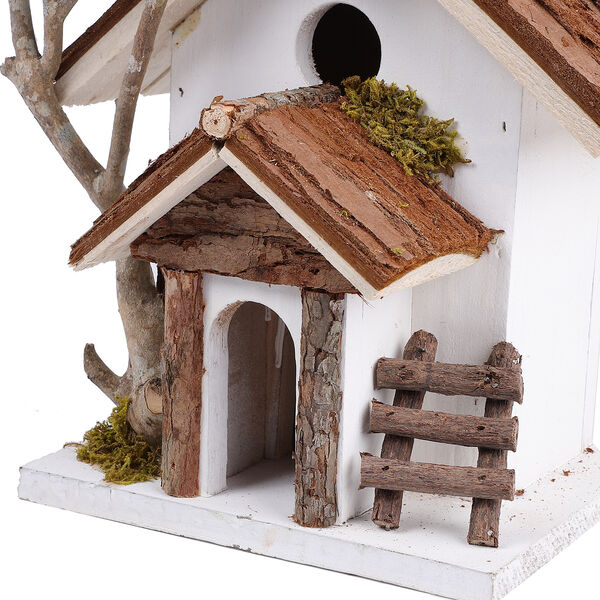Handgefertigtes Vogelhaus aus Naturholz und MDF, 20x13x22 cm, Wei&szlig; image number 4