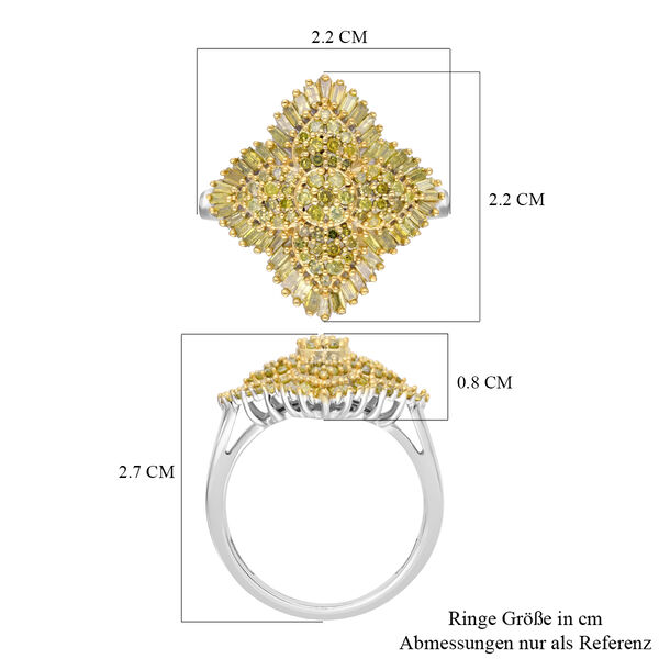 Gelber Diamant Cluster Ring - 1 ct. image number 7