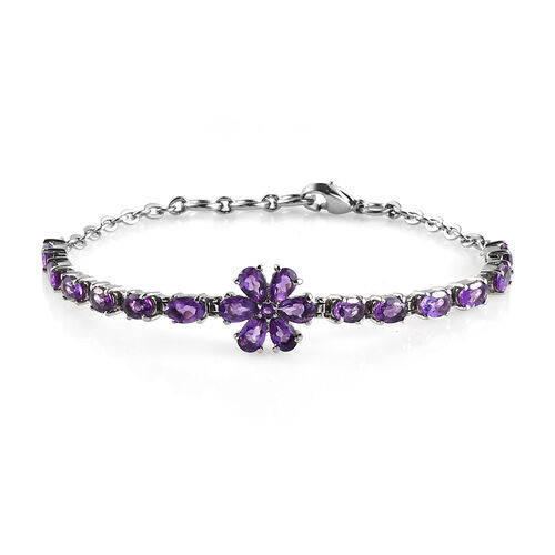 Afrikanischer Amethyst Armband 19 cm Edelstahl ca. 7,04 ct image number 0