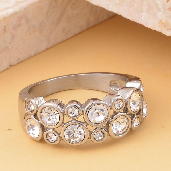 Wei&szlig;er Kristall-Ring in Silberton image number 2