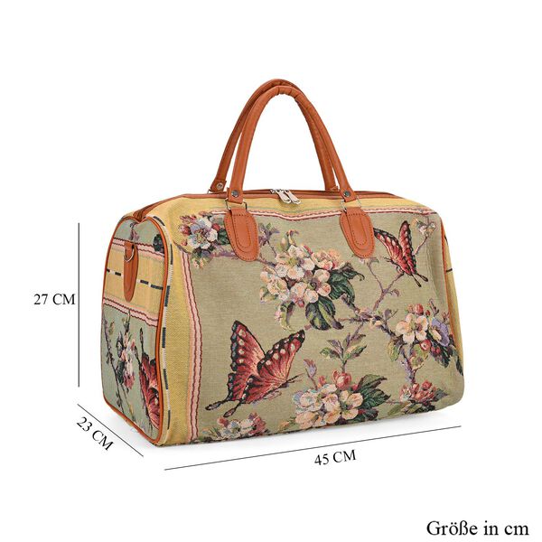 Reisetasche, 45x23x27cm, Hellgrün mit Schmetterlings- und Blumenmuster image number 7
