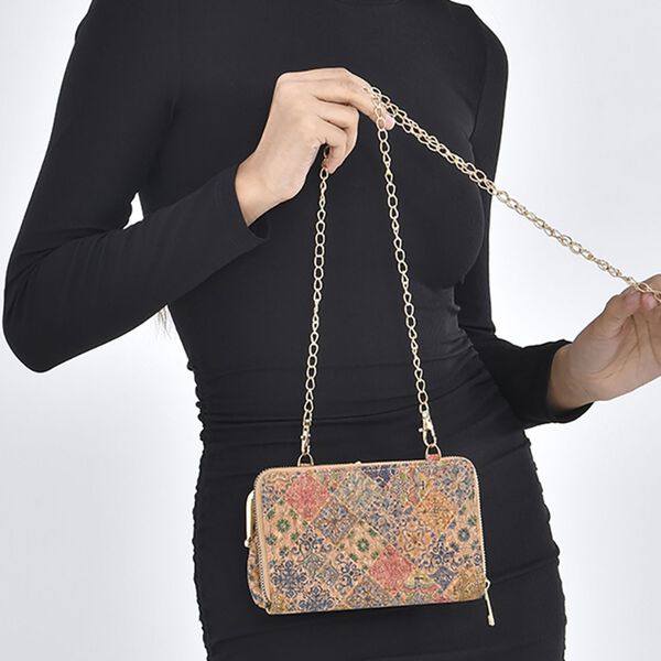 Crossbody Tasche aus Naturkork mit RFID-Schutz, Rauten-Muster image number 3