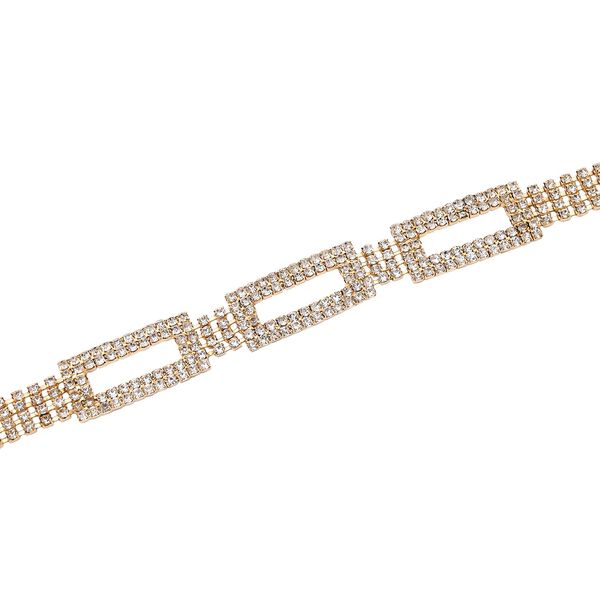 Kristallgürtel ,100% Glaskristall und Metall, L130cm, 60g, gold image number 3