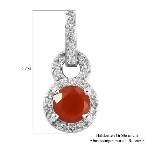 Mexikanischer Kirschfeuer-Opal und Zirkon-Anh&auml;nger in Silber image number 6