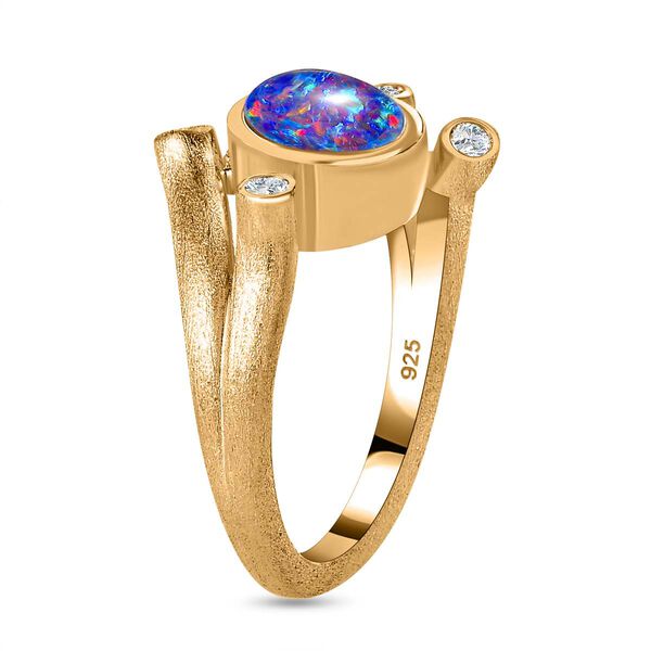 Boulder Opal Triplett und Zirkon Ring - 1,56 ct. image number 7