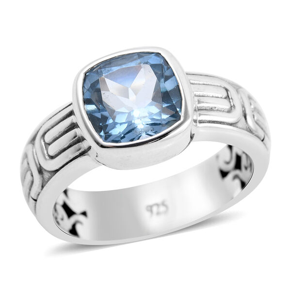 Royal Bali Kollektion - himmelblauer Topas-Ring, 925 Silber  ca. 3,12 ct
