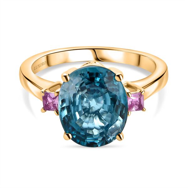 AAA Blauer Zirkon, Rosa Saphir Ring 585 Gold (Größe 17.00) ca. 6,02 ct image number 0