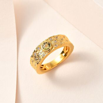 AA nat&uuml;rlicher, goldener Tansanit und Zirkon-Ring - 0.48 ct.