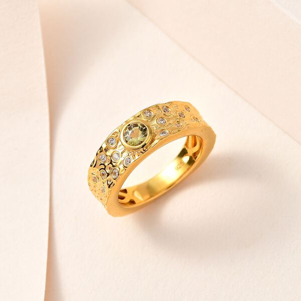 AA nat&uuml;rlicher, goldener Tansanit und Zirkon-Ring - 0.48 ct. image number 2