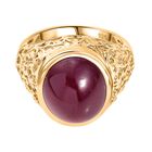 AAA Afrikanischer Rubin (Fissure gefüllt) Ring 925 Silber 750 Gelbgold Vermeil (Größe 18.00) ca. 13,03 ct