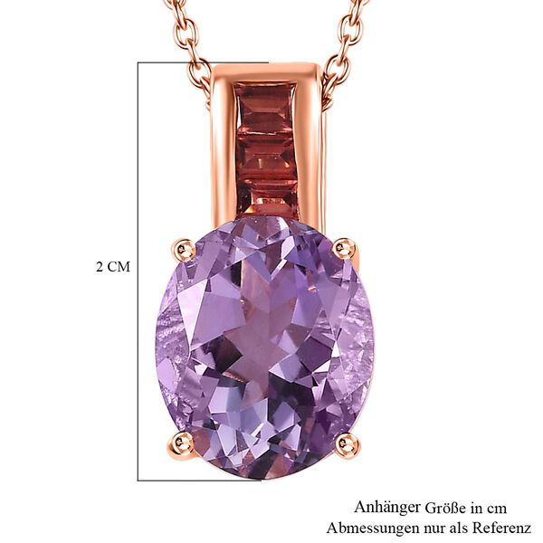 Royal Bali Kollektion- AA Rose De France Amethyst und roter Granat-Anh&auml;nger mit 50cm Kette - 5,12 ct. image number 6