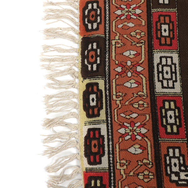 Handgewebter bedruckter L&auml;ufer aus 100 % Baumwolle, 180x120 cm, Braun image number 6