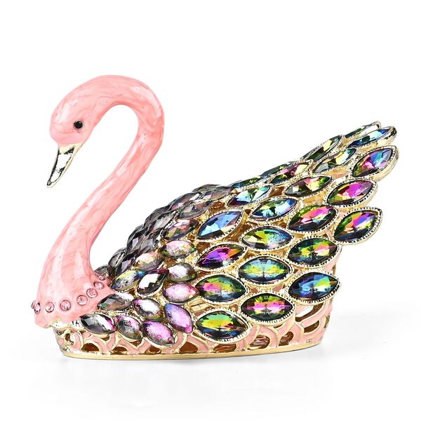 Dekorative Schmuckdose mit Schwanmotiv, 3,3x5,9x6,7cm, Rosa image number 2