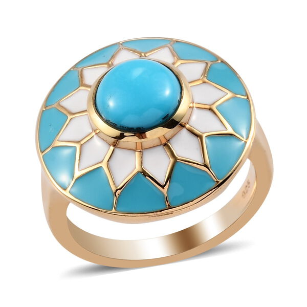Natürlicher Sleeping Beauty Türkis Ring 925 Silber Gelbgold Vermeil image number 5