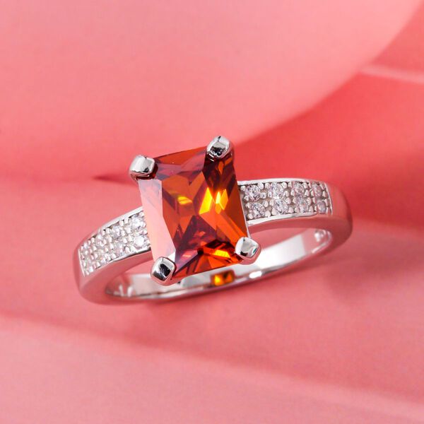 Lustro Stella roter und weißer Zirkonia Ring image number 1