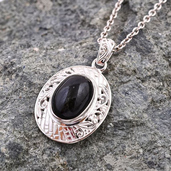 Royal Bali - Schwarz Stern Diopsid Anh&auml;nger, 925 Silber, ca. 12.43 ct image number 1