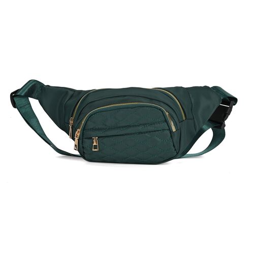 Multifunktionale RFID-geschützte Nylon Gürteltasche mit Schnellverschluss, 36x4x13cm, Grün image number 0