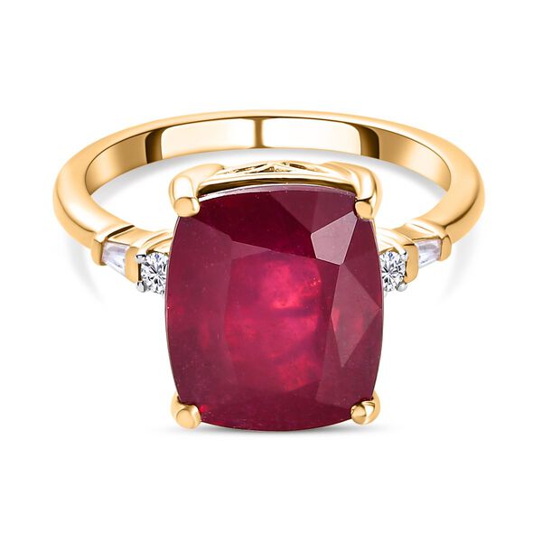 AAA Afrikanischer Rubin und wei&szlig;er Zirkon-Ring - 7,86 ct.