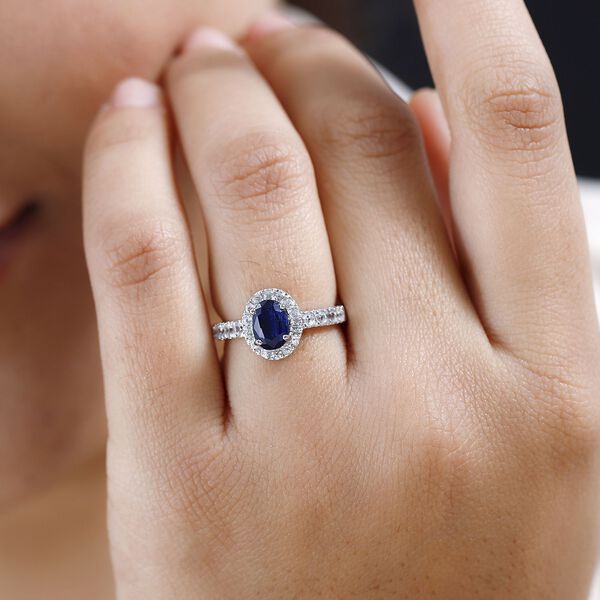 AAA Kyanit, Wei&szlig;er Zirkon Ring, 925 Silber platiniert, (Gr&ouml;&szlig;e 20.00) ca. 1.62 ct image number 3