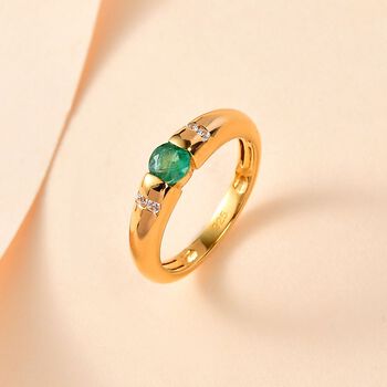 AA Smaragd und Zirkon Ring- 0,43 ct.