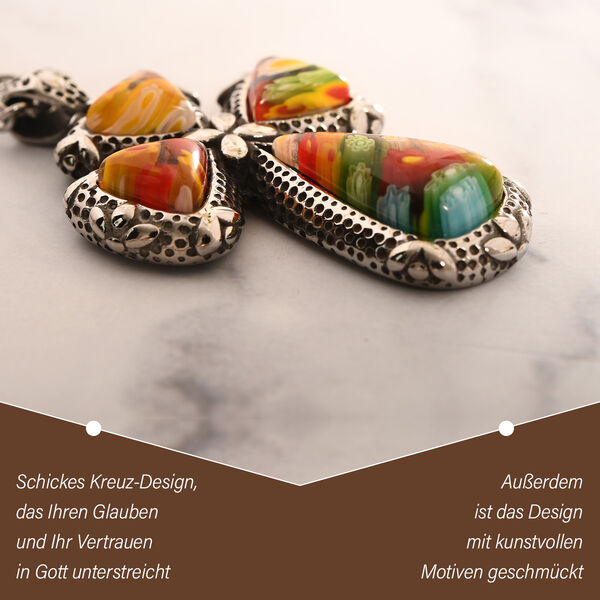 Kreuz 60cm Halskette im Murano-Stil image number 2