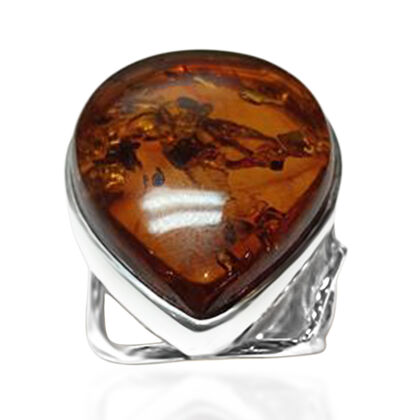 Nat&uuml;rlicher Baltischer Bernstein Ring, Flexibles (Gr&ouml;&szlig;e 17.00-20.00) 925 Silber