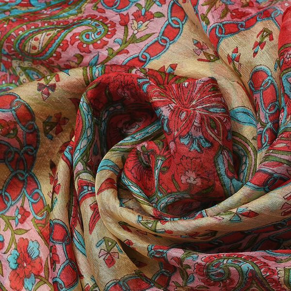 Luxuriöser Seidenschal mit Paisleymuster, 100% feinste Seide, Rot image number 6
