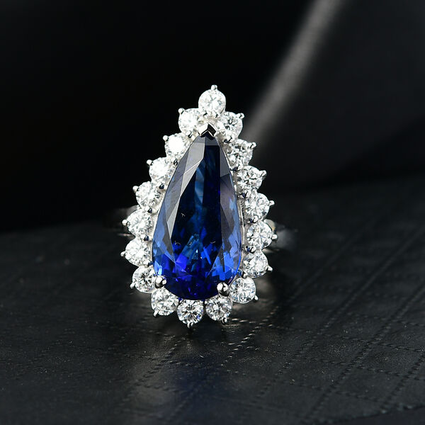 Rhapsody AAAA Tansanit, Weißer Diamant Ring 950 Platin (Größe 17.00) ca. 11,34 ct image number 1