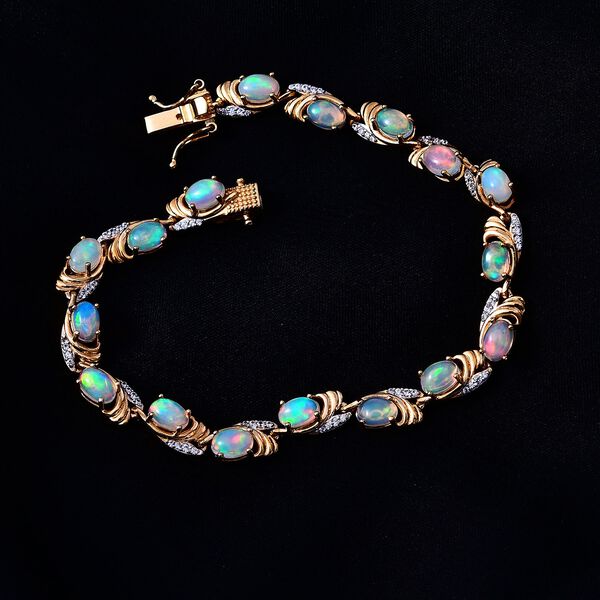 AA natürliches, äthiopisches Welo Opal und Zirkon-Armband, 19 cm - 5,71 ct. image number 3
