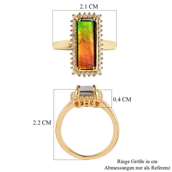 Kanadischer Ammolit und Diamant-Ring, 925 Silber Gelbgold Vermeil  ca. 2,59 ct image number 8