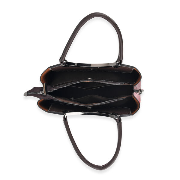Florale Kunstprint Crossbody-Tasche mit gemustertem Schulterriemen, 30 x 18 x 22 cm, Rot image number 5