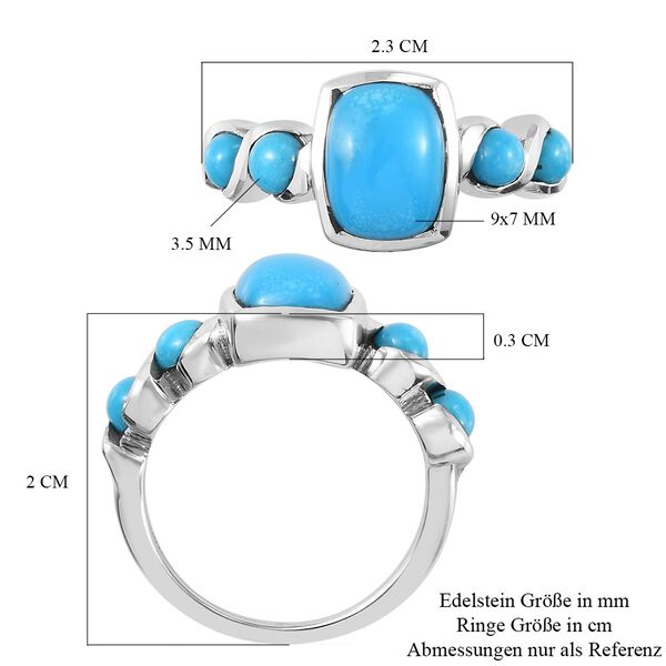 Natürlicher Sleeping Beauty Türkis Edelstein Ring 925 Silber Platin-Überzug image number 8