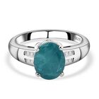 Grandidierit und wei&szlig;er Diamant-Ring, 925 Silber platiniert (Gr&ouml;&szlig;e 17.00) ca. 2.99 ct