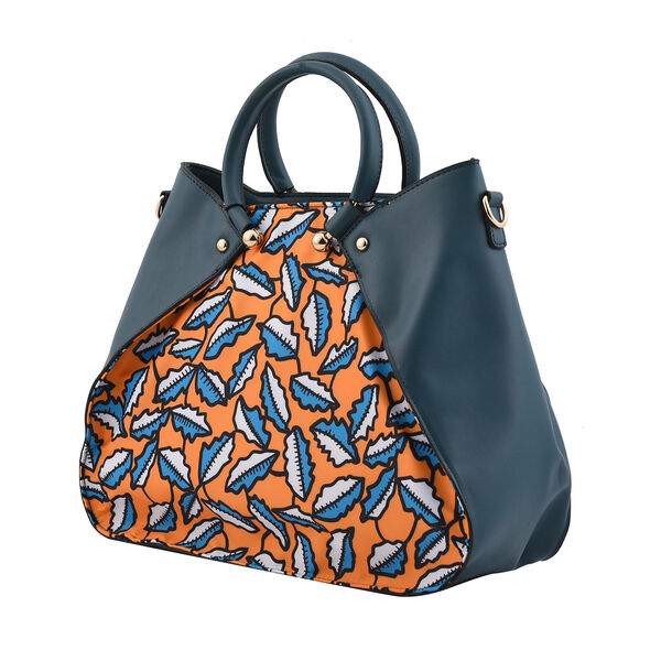 2er-Set, Clutch - 9x15,24 cm und Schultertasche - 34,29x12,7x25,40 cm, Blattmuster, Gelb image number 3