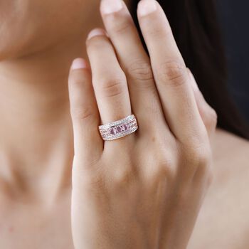 AA Rosa Saphir Ring, 925 Silber Ros&eacute;gold Vermeil (Gr&ouml;&szlig;e 21.00) ca. 1.43 ct