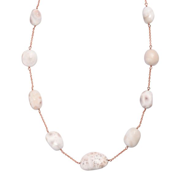 Natrolith Halskette, 60 cm - 121 ct.