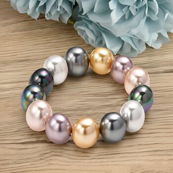 Flexibles mehrfarbiges Muschelkernperle Armband