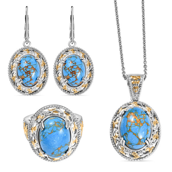 Blaues Türkis Schmuckset - 40,86 ct. image number 0