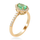 ILIANA AAA Kolumbianischer Smaragd und Diamant Halo Ring 750 Gelbgold (Größe 17.00) image number 2