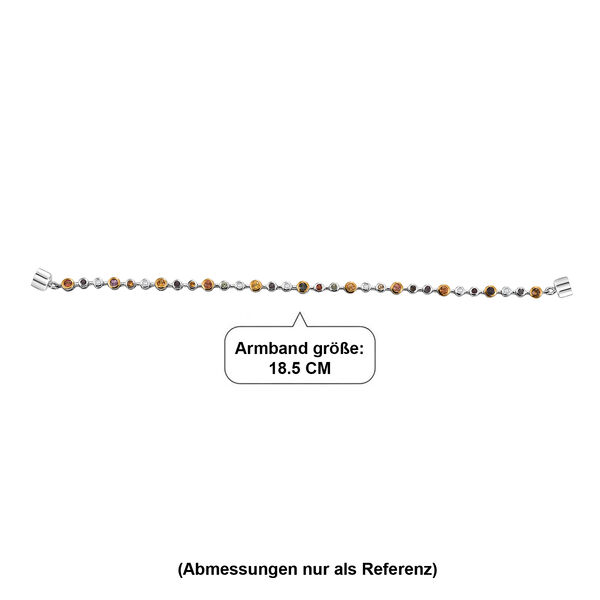 D'Joy Mehrfarbig Saphir Armband ca. 19 cm 925 Silber Rhodiniert und 750 Gelbgold Vermeil ca. 3,27 ct. image number 4