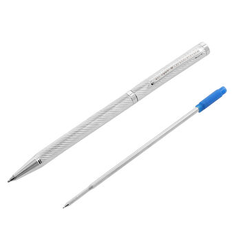 Echter champagner Diamanten-Kugelschreiber in Geschenkbox, 925 Silber, inkl. schwarzer Mine