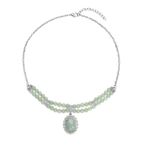Grüne Aventurin Halskette, ca. 45 cm, silberfarben ca. 96,00 ct image number 0