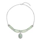 Grüne Aventurin Halskette, ca. 45 cm, silberfarben ca. 96,00 ct