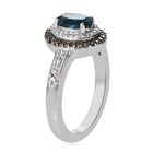London Blau Topas und Zirkon Ring 925 Silber platiniert  ca. 1,24 ct image number 4