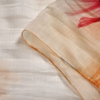 LA MAREY - Luxuri&ouml;ser Floral-Print Schal, Merinowolle und Maulbeerseide, bunte Blumen