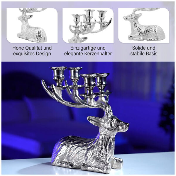 Rentier Figur 4er Kerzenhalter, 23.8x17x25.4cm, silber image number 9